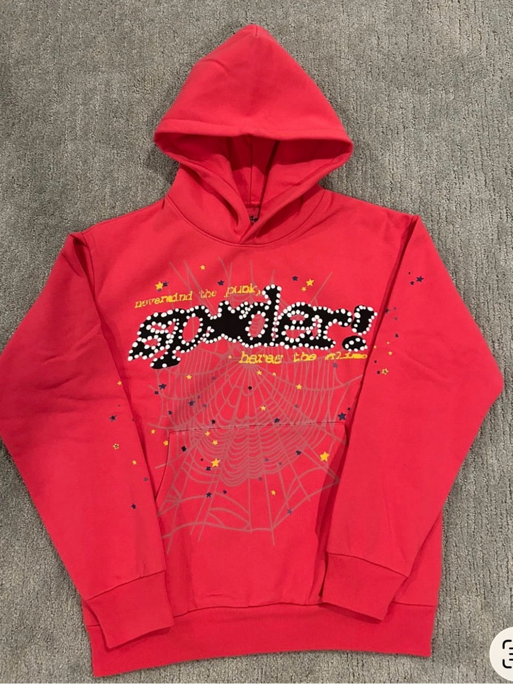 Red Graphic Hoodie Sweatshirt - Spider Web Design